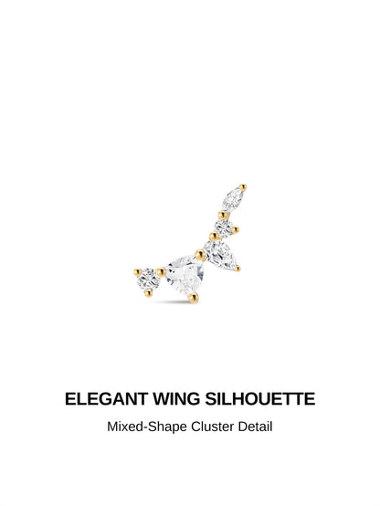 KOSINER Marquise 14K Solid Gold Marquise Curved Flat Back Stud