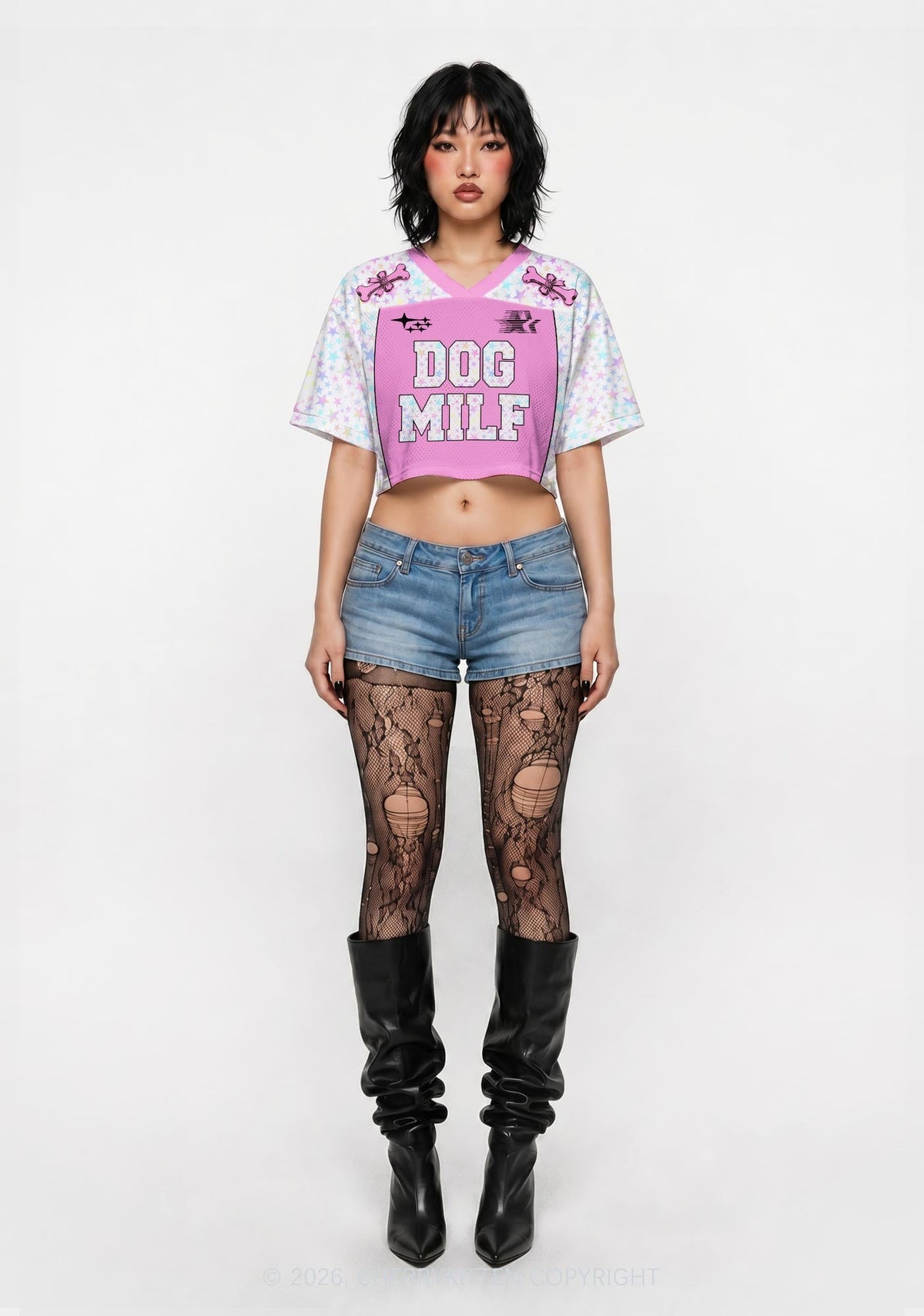 Dog Mxxf Star Y2K Crop Sport Jersey Shirts Cherrykitten