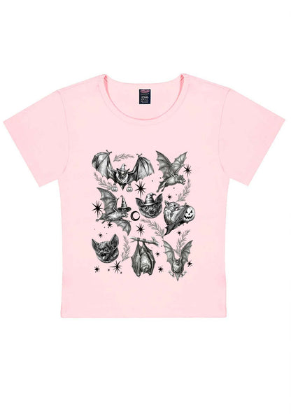Halloween Bat Wizard Hat Y2K Baby Tee Cherrykitten