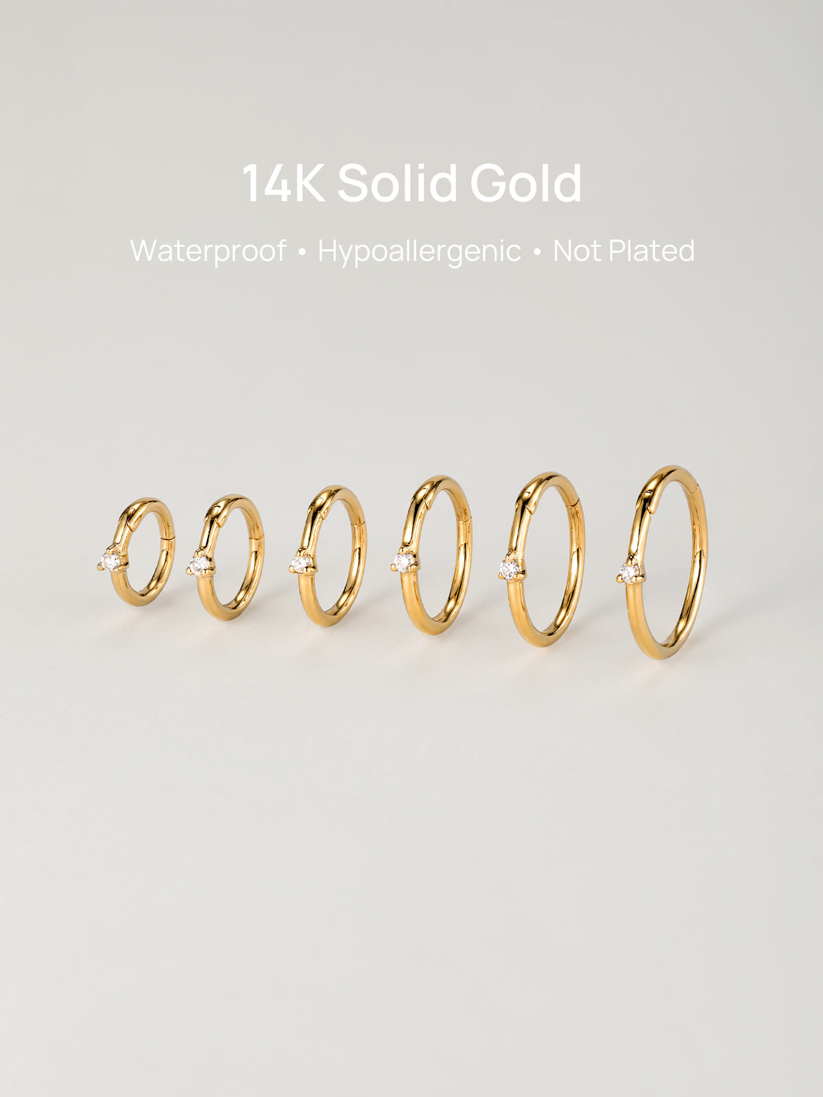 KOSINER 14K Solid Gold Classic Lab-Grown Diamond Hoop
