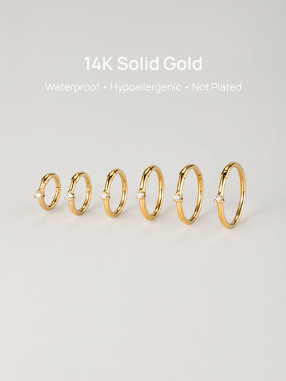 KOSINER 14K Solid Gold Classic Lab-Grown Diamond Hoop