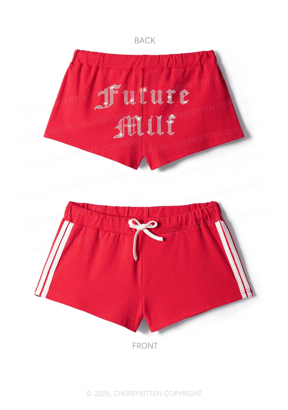 Rhinestone Future Mxxf Y2K Drawstring Mini Shorts Cherrykitten