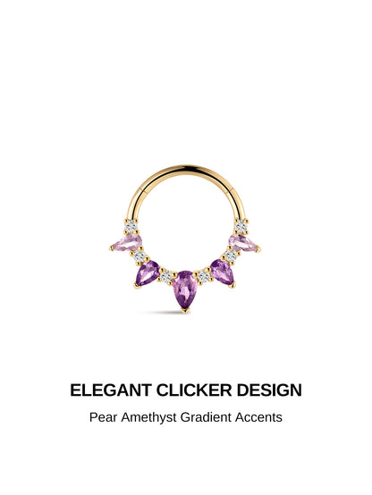 KOSINER Gem Garden 14K Solid Gold Gradient Amethyst Daith Clicker