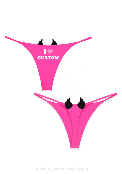 I Love Custom Y2K Goth Angel Wings Bikini String Thong Cherrykitten
