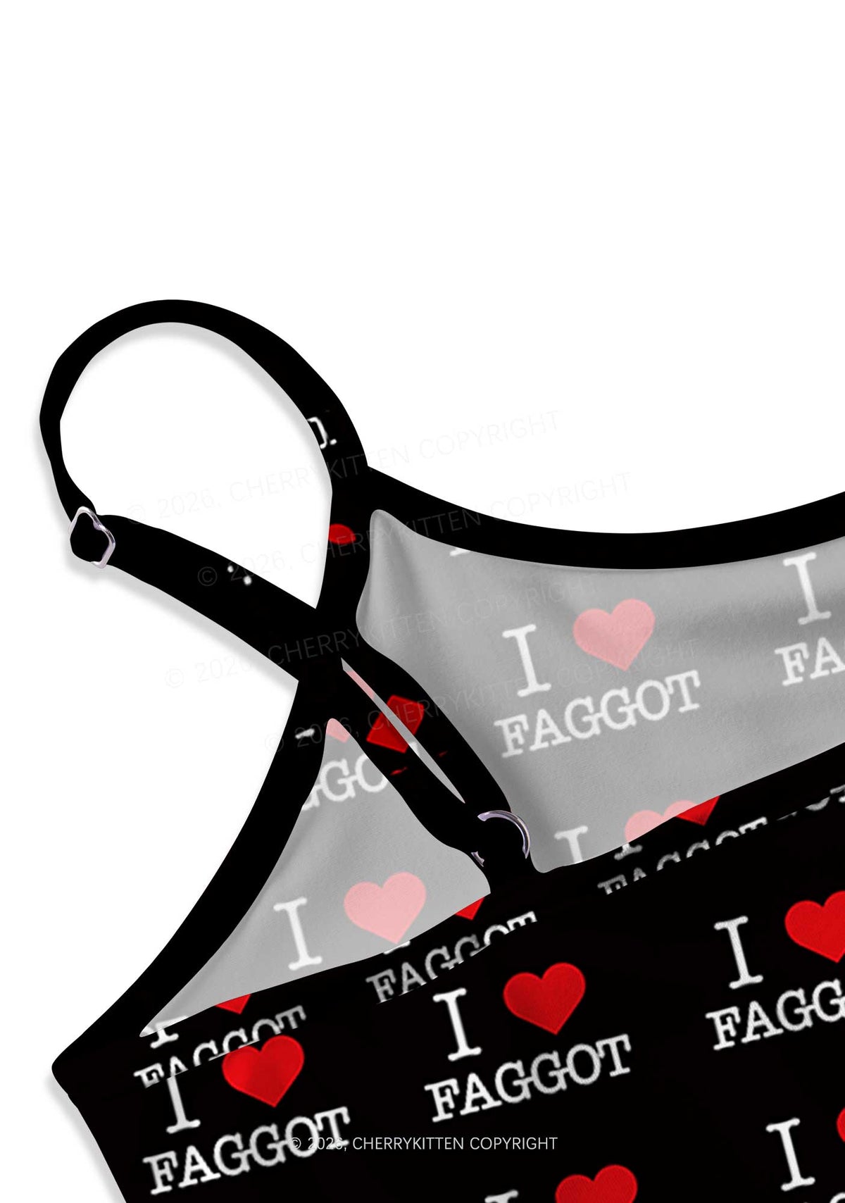 I Love Faggot Valentine's Day Y2K Print Slip Dress Cherrykitten