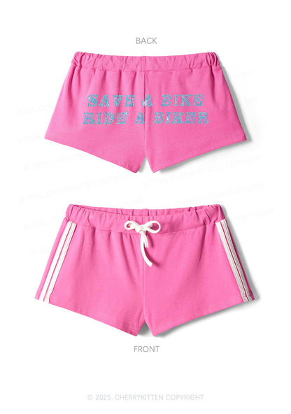 Rhinestone Save Bike Ride Biker Y2K Drawstring Mini Shorts Cherrykitten