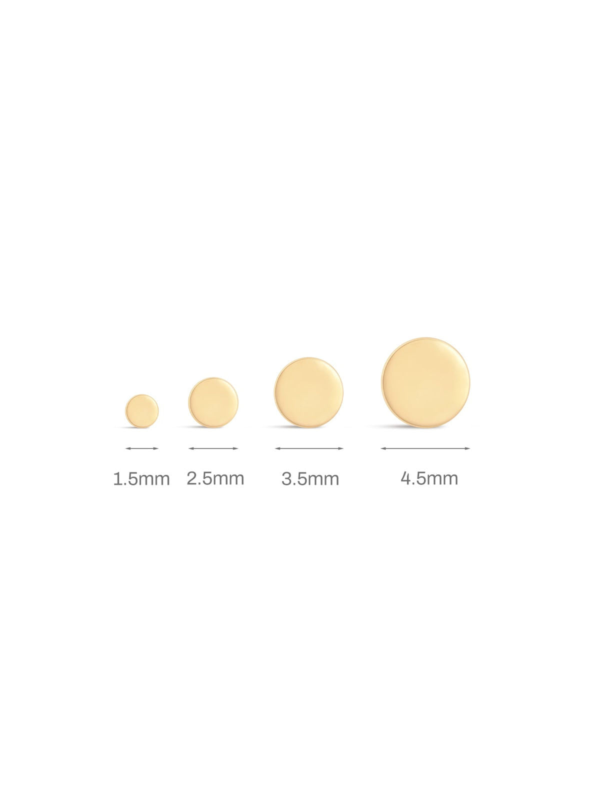 KOSINER 14K Solid Gold Minimalist Disc-shaped Flat Back Stud