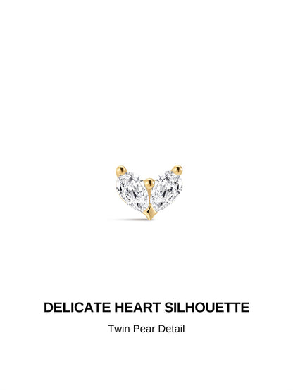 KOSINER Marquise 14K Solid Gold Dainty Pear Heart Flat Back Stud