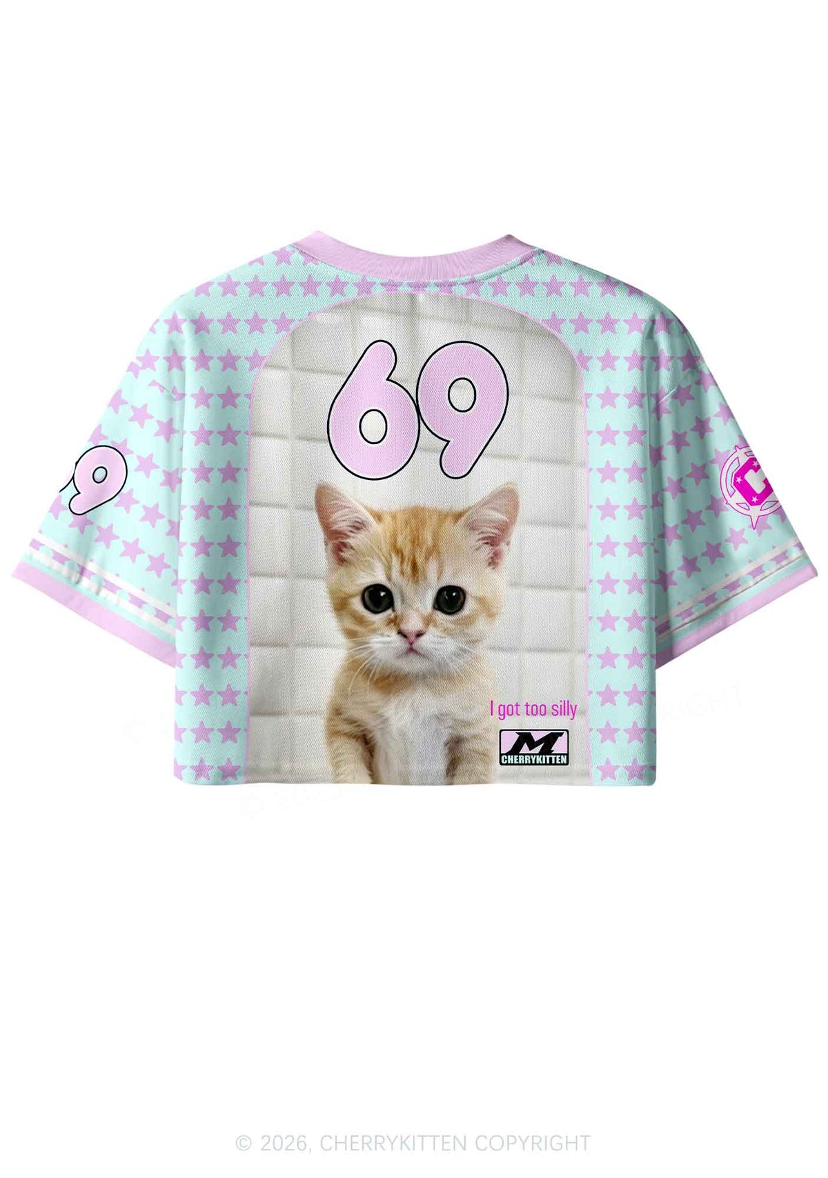 I Got Too Silly Cat Y2K Crop Sport Jersey Shirts Cherrykitten