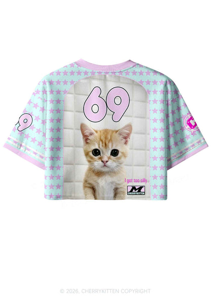 I Got Too Silly Cat Y2K Crop Sport Jersey Shirts Cherrykitten
