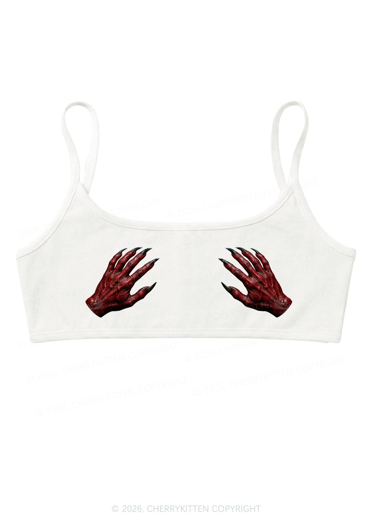 Halloween Satan Hands Y2K Super Crop Cami Cherrykitten