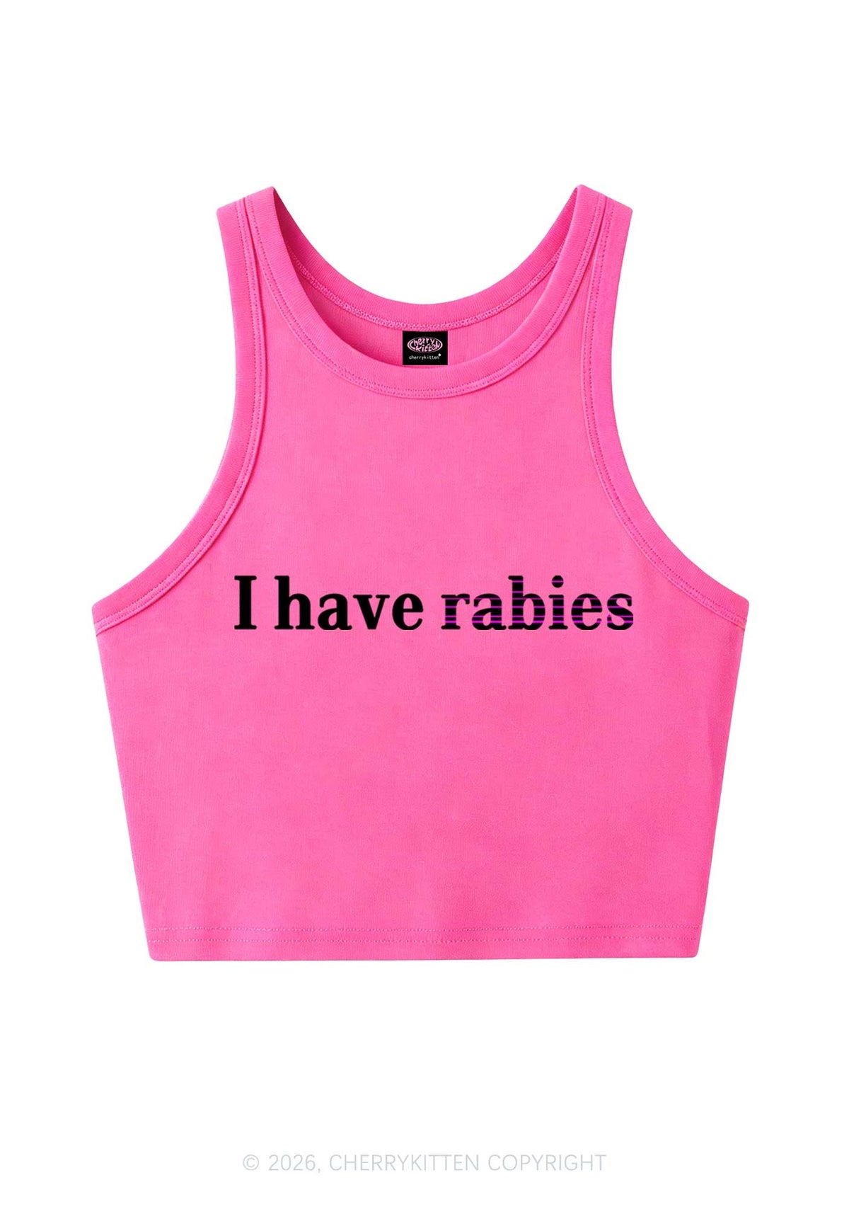 I Have Rabies Y2K Crop Tank Top Cherrykitten