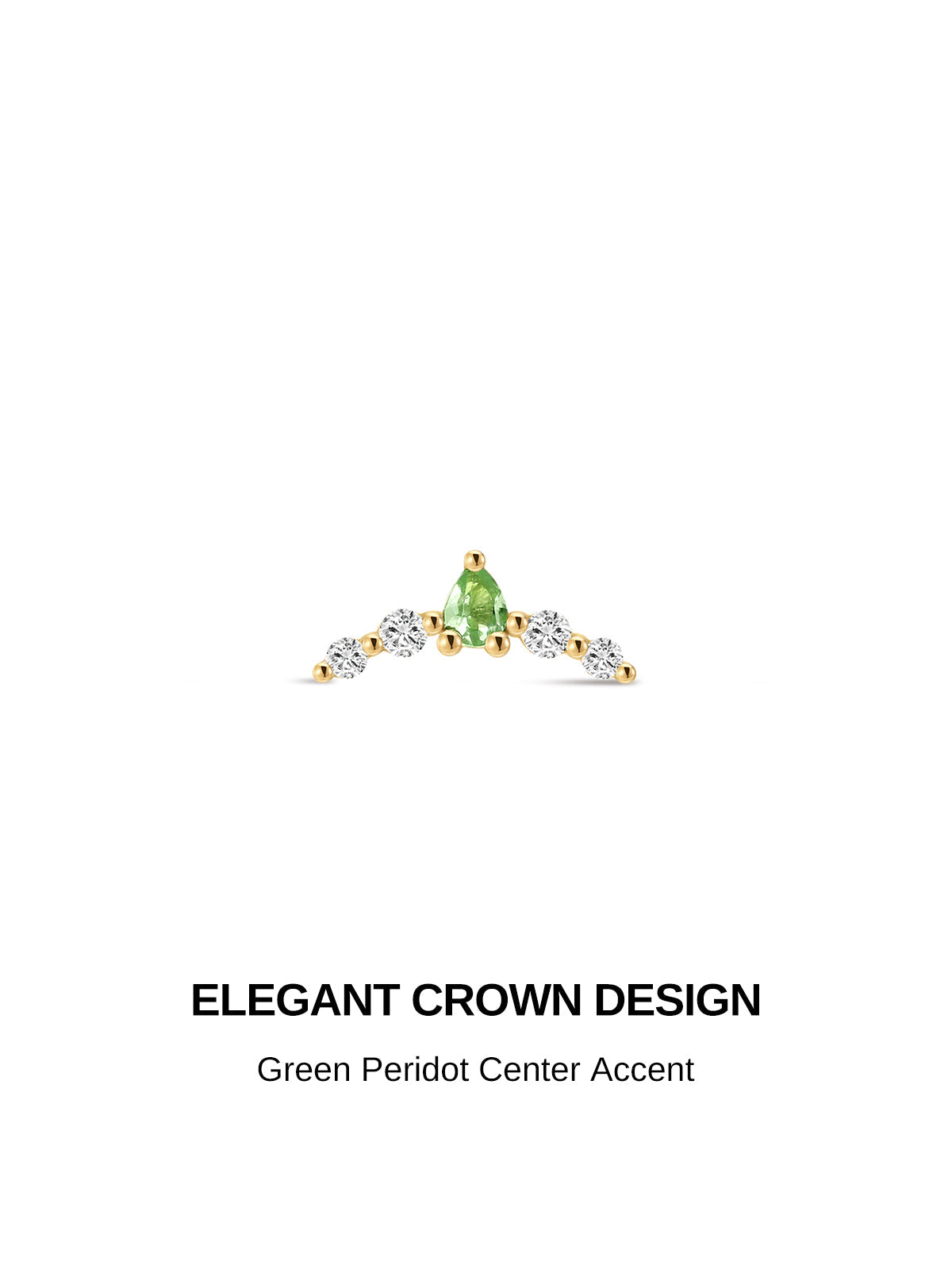 KOSINER Gem Garden 14K Solid Gold Elegant Crown Flat Back Stud