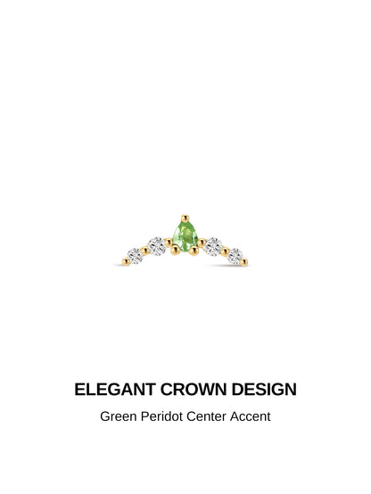 KOSINER Gem Garden 14K Solid Gold Elegant Crown Flat Back Stud