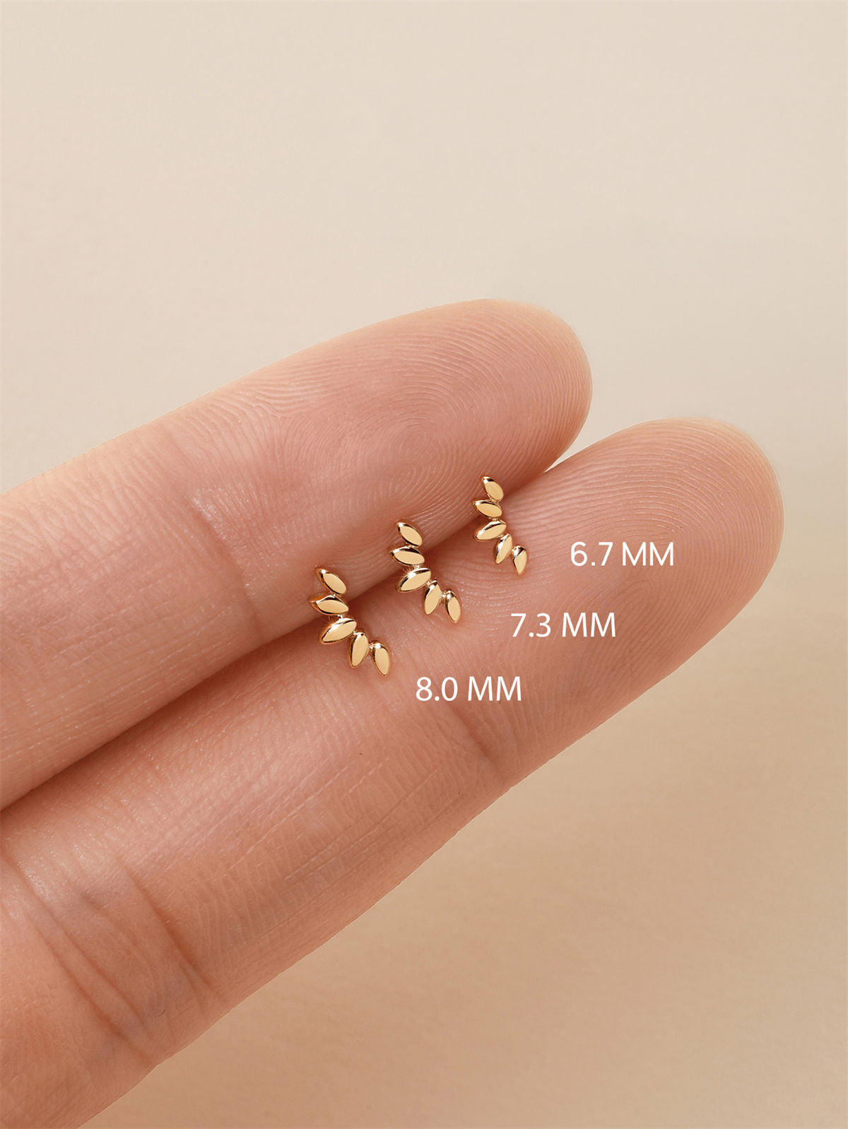 KOSINER 14K Solid Gold Glossy Petal Arc Flat Back Stud
