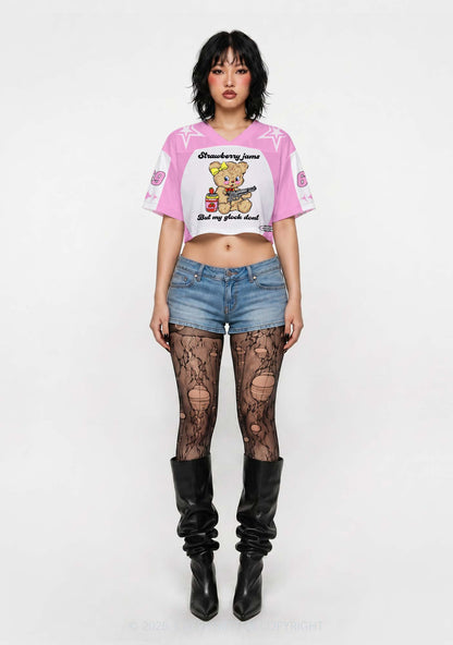 Strawberry Jams Bear Y2K Crop Sport Jersey Shirts Cherrykitten