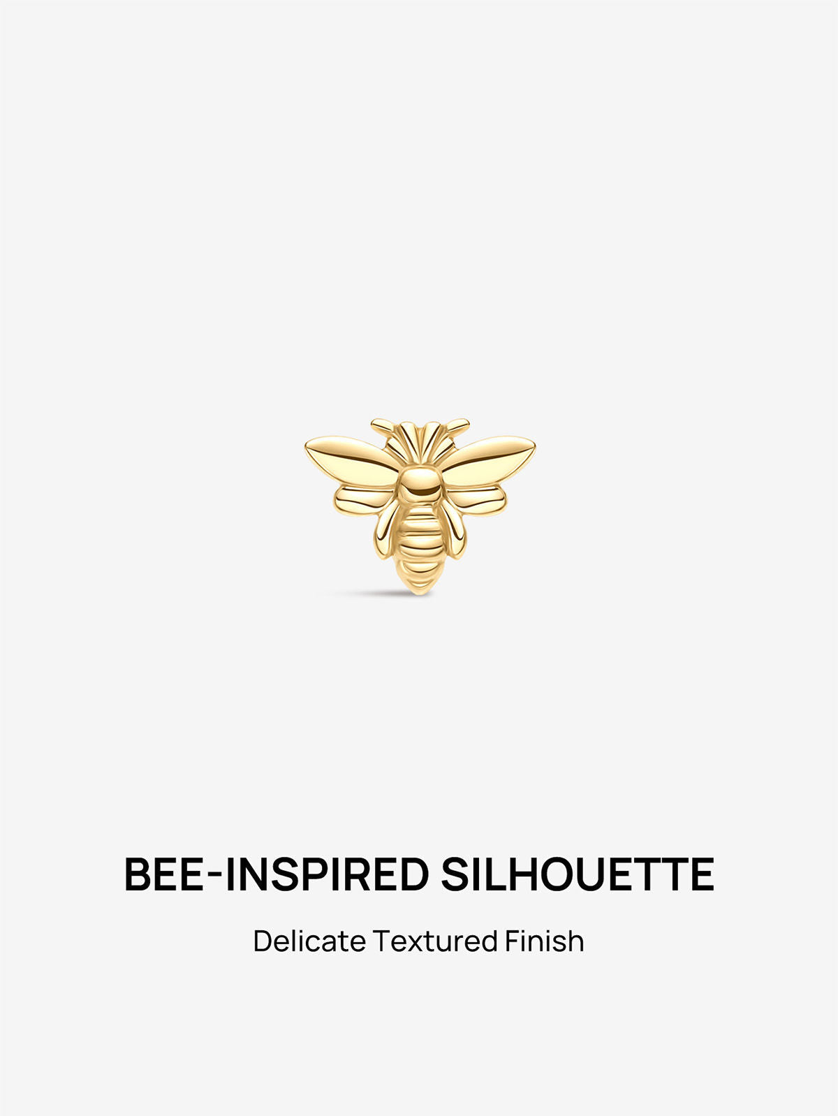KOSINER 14K Solid Gold Glossy Flying Bee Flat Back Stud