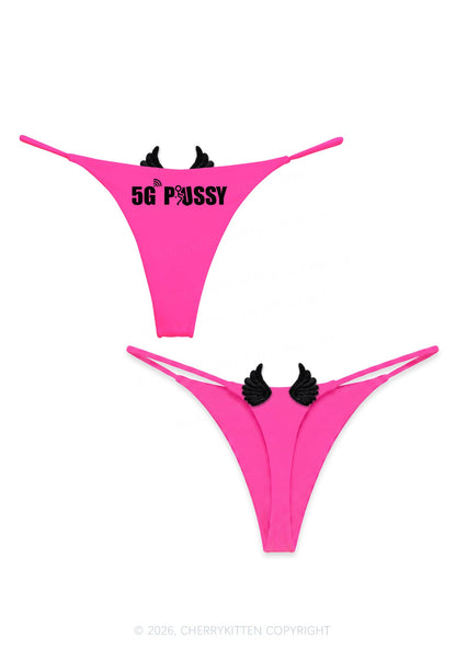 Five G Puxxy Y2K Goth Angel Wings Bikini String Thong Cherrykitten