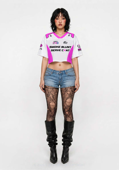 Smoke Blunt Serve Cxxt Y2K Crop Sport Jersey Shirts Cherrykitten