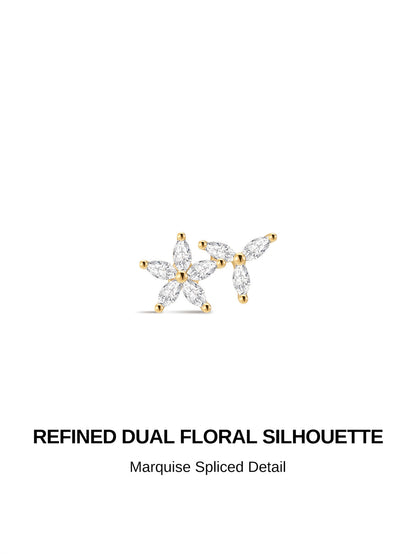 KOSINER Marquise 14K Solid Gold Marquise Petal Flat Back Stud