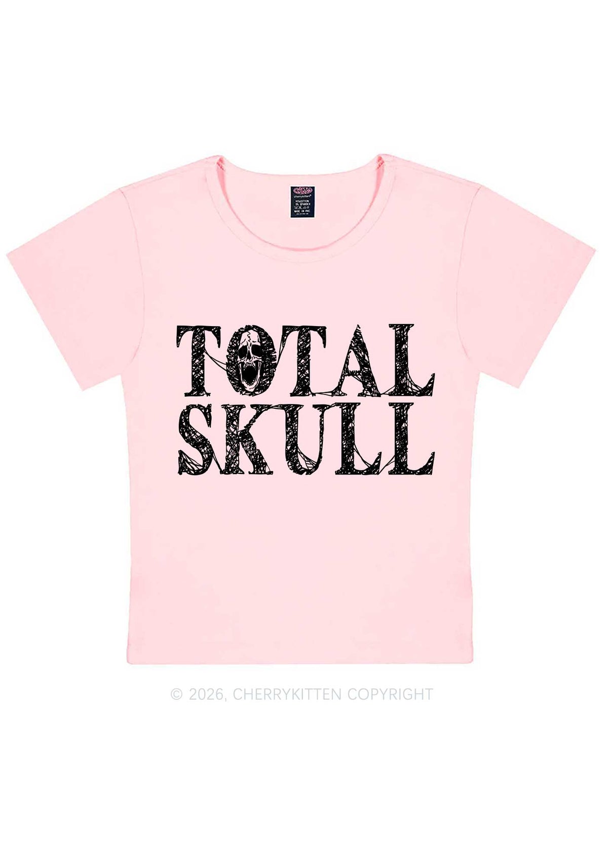 Halloween Total Skull Y2K Baby Tee Cherrykitten