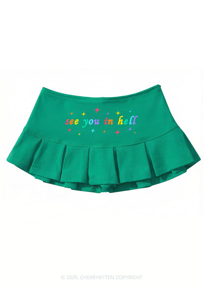 See You In Hell Pride Y2K Mini Pleated Skirts Cherrykitten
