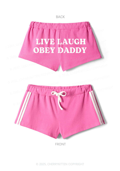 Live Laugh Obey Daddy Y2K Drawstring Mini Shorts Cherrykitten