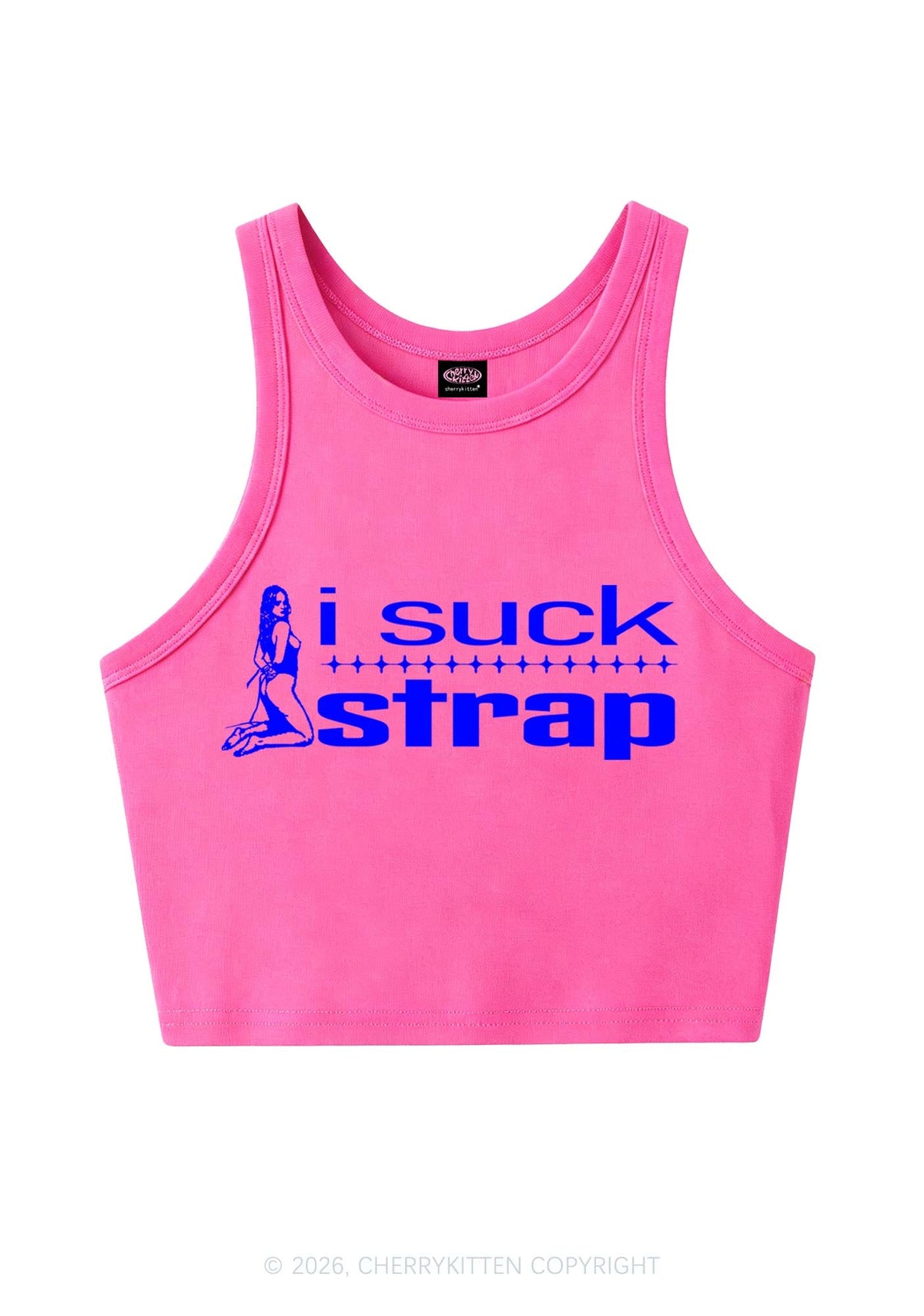 I Suck Strap Y2K Crop Tank Top Cherrykitten