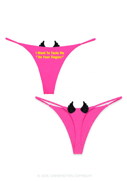 Taste Me On Fingers Y2K Goth Angel Wings Bikini String Thong Cherrykitten