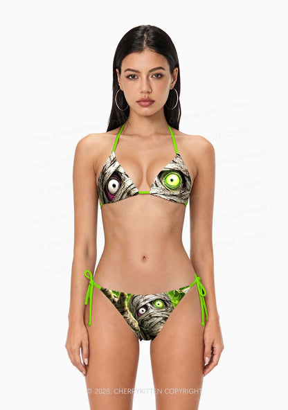 Halloween Crawling Mummy Y2K Print Bikini Set Cherrykitten