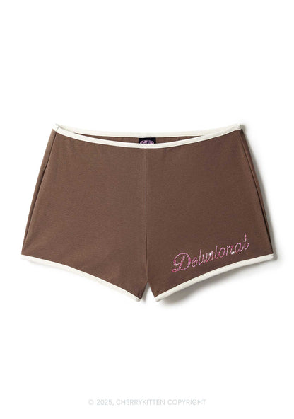 Rhinestone Pink Delusional Y2K Booty Shorts Cherrykitten