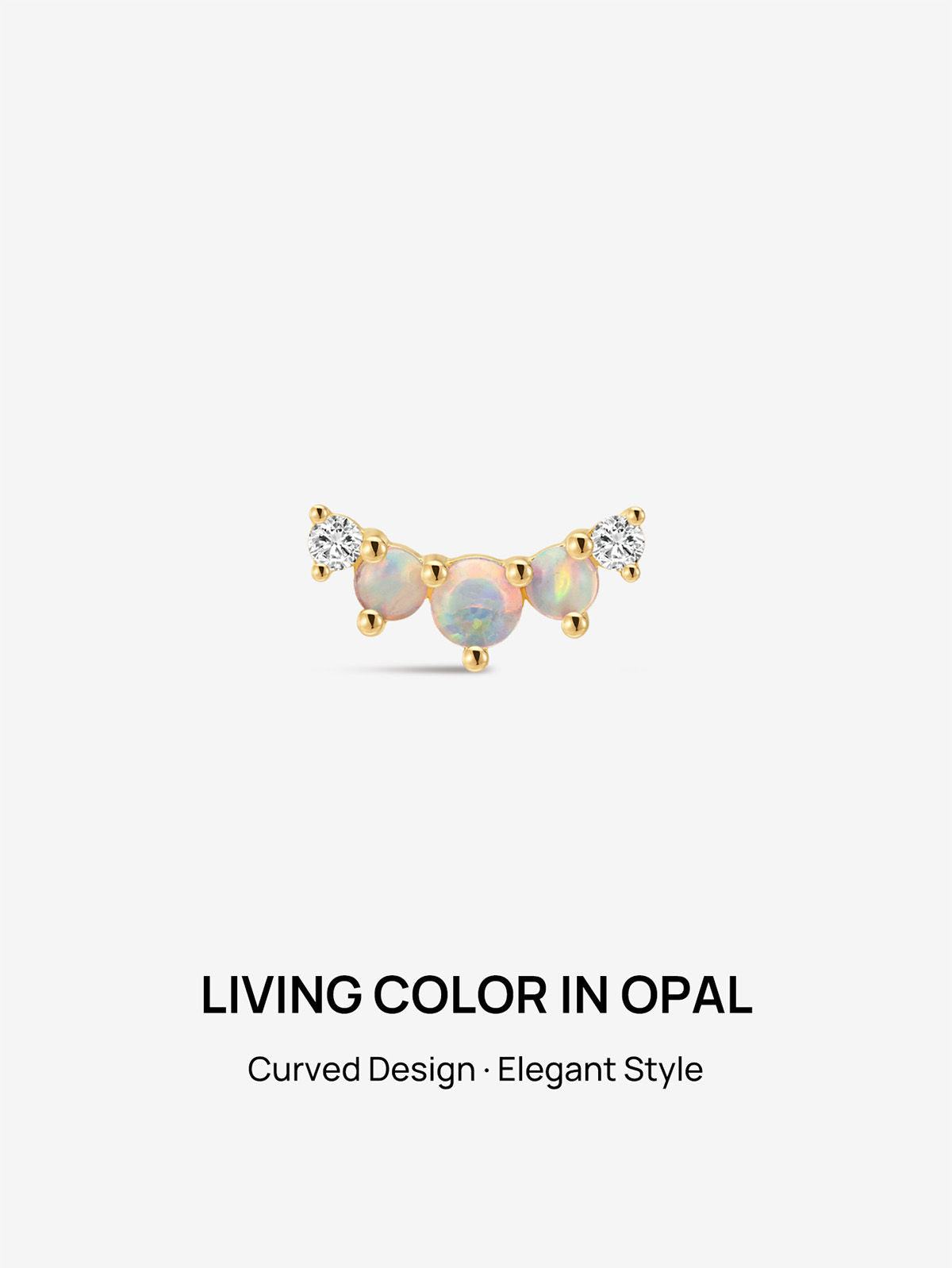 KOSINER 14K Solid Gold Elegant Opal Cluster Flat Back Stud