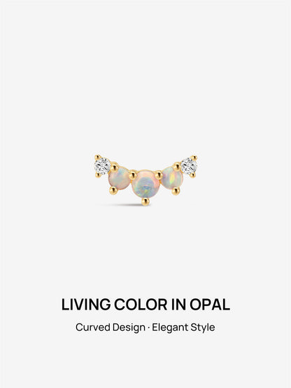 KOSINER 14K Solid Gold Elegant Opal Cluster Flat Back Stud
