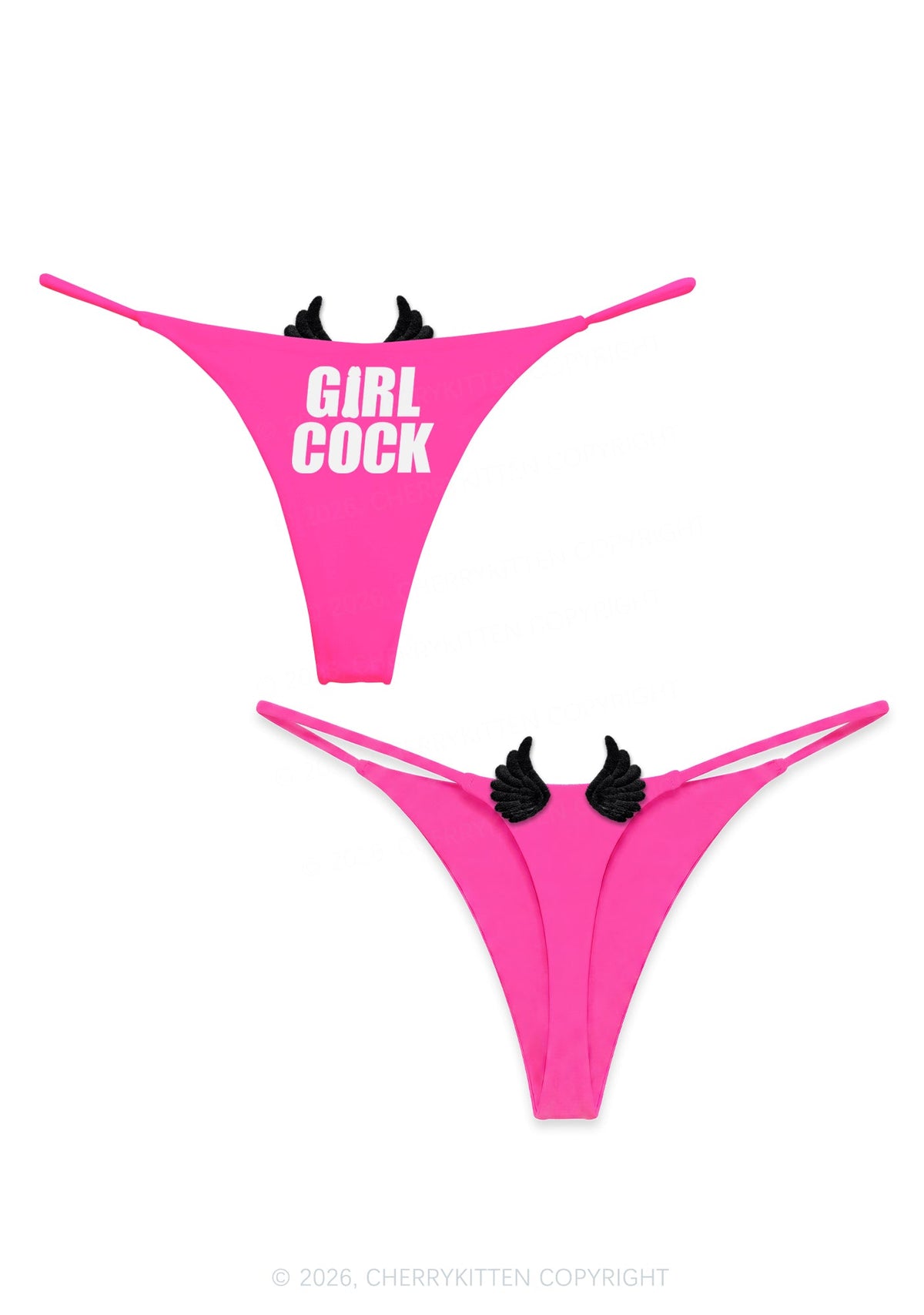 Girl Cock Y2K Goth Angel Wings Bikini String Thong Cherrykitten