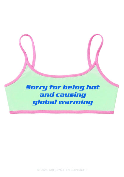 Sorry For Causing Global Warming Y2K Super Crop Cami Cherrykitten
