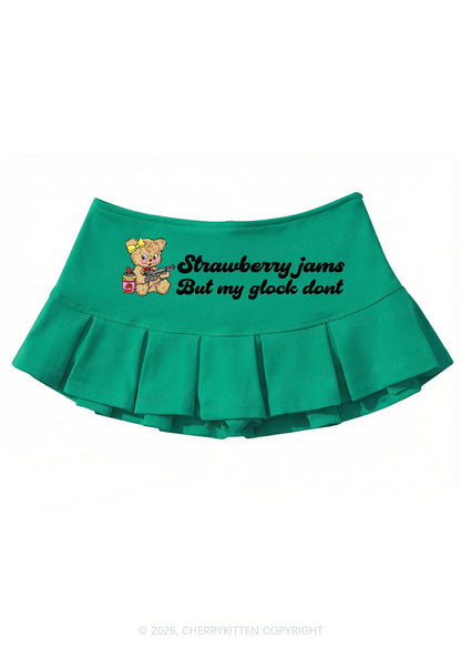 Strawberry Jams Bear Y2K Mini Pleated Skirts Cherrykitten