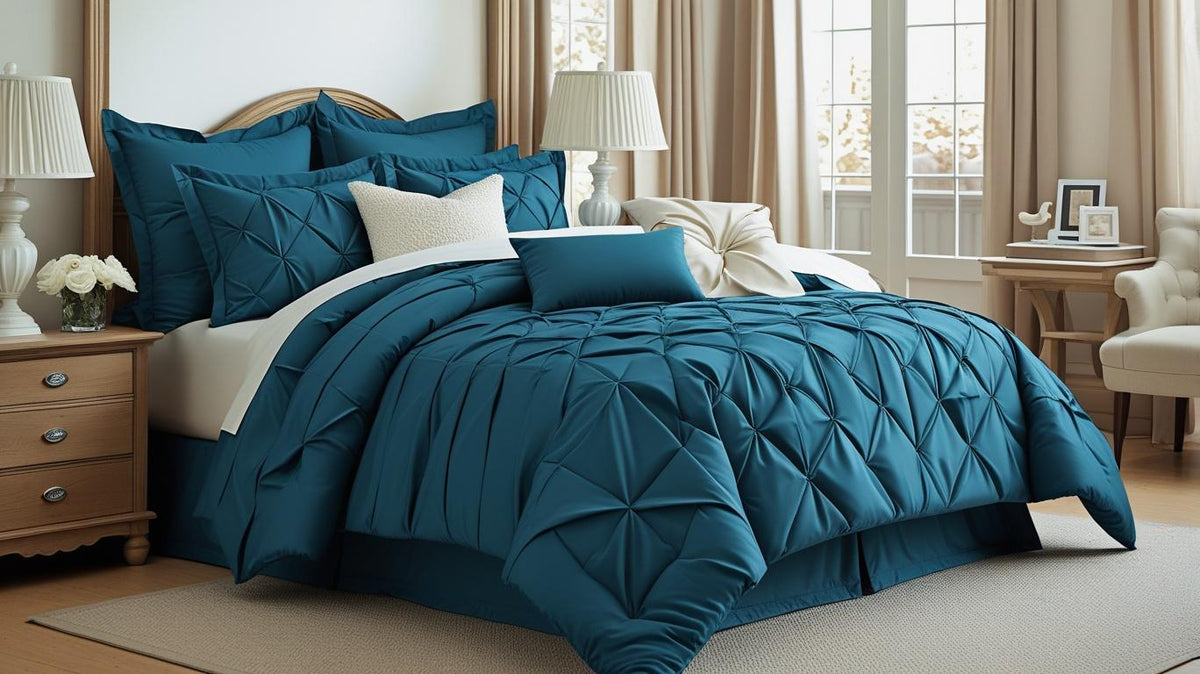 Elegant Pintuck Queen Comforter Set – 7-Piece