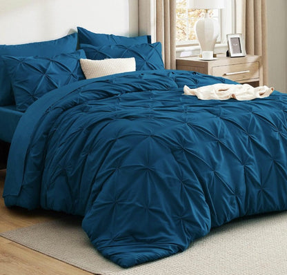 Elegant Pintuck Queen Comforter Set – 7-Piece