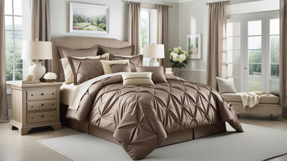 Elegant Pintuck Queen Comforter Set – 7-Piece