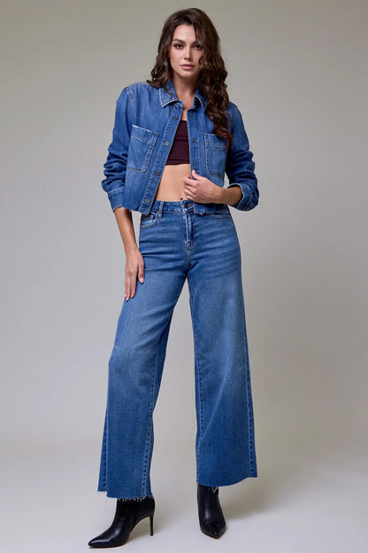 Nori 31" - Dark Wash Clean Stretch Wideleg
