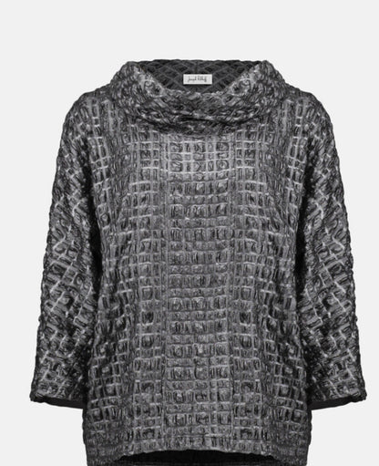 Metallic Cowl Neck Pullover