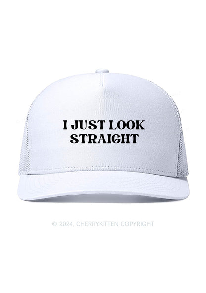 I Just Look Straight Y2K Trucker Mesh Hat Cherrykitten