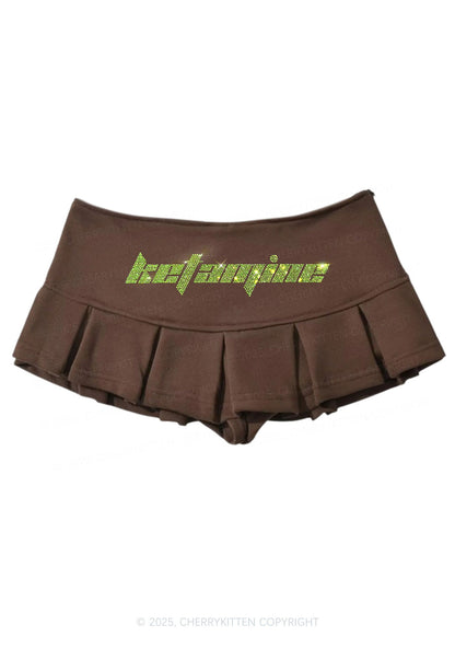 Rhinestone Ketamxxe Y2K Mini Pleated Skirts Cherrykitten