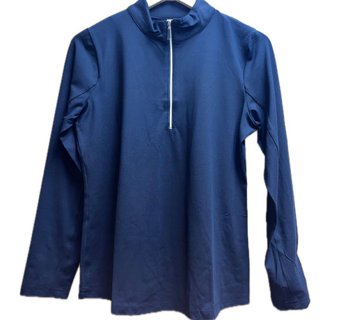 High-Neck Zip Pullover-Black