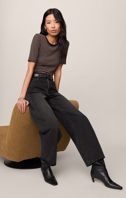 Freida Striped Tee Wild Mushroom