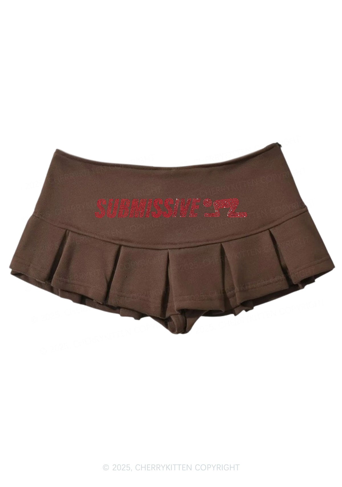 Rhinestone Submissive Man Y2K Mini Pleated Skirts Cherrykitten
