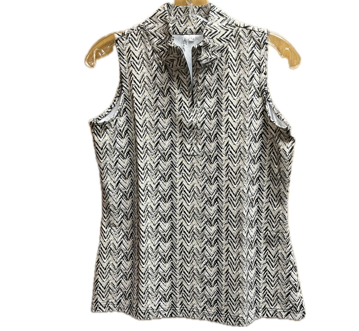 Sleeveless Zip Front Top-Safari