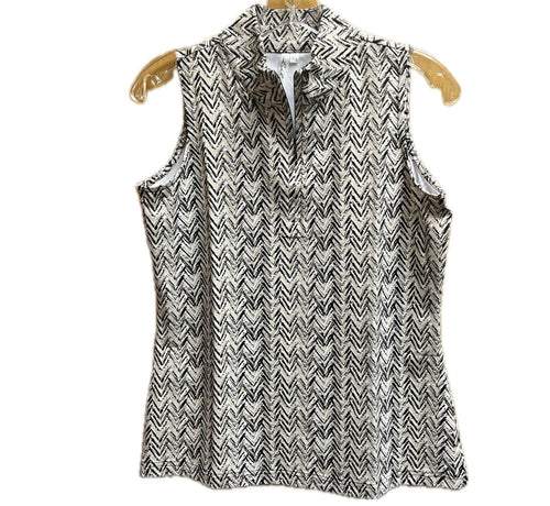 Sleeveless Zip Front Top-Safari