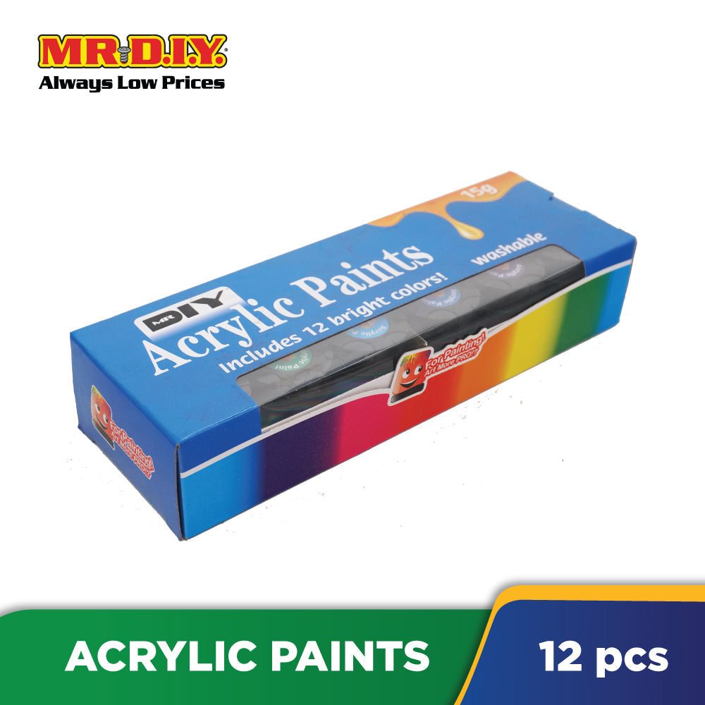 (MR.DIY) Acrylic Paints (12 pieces)
