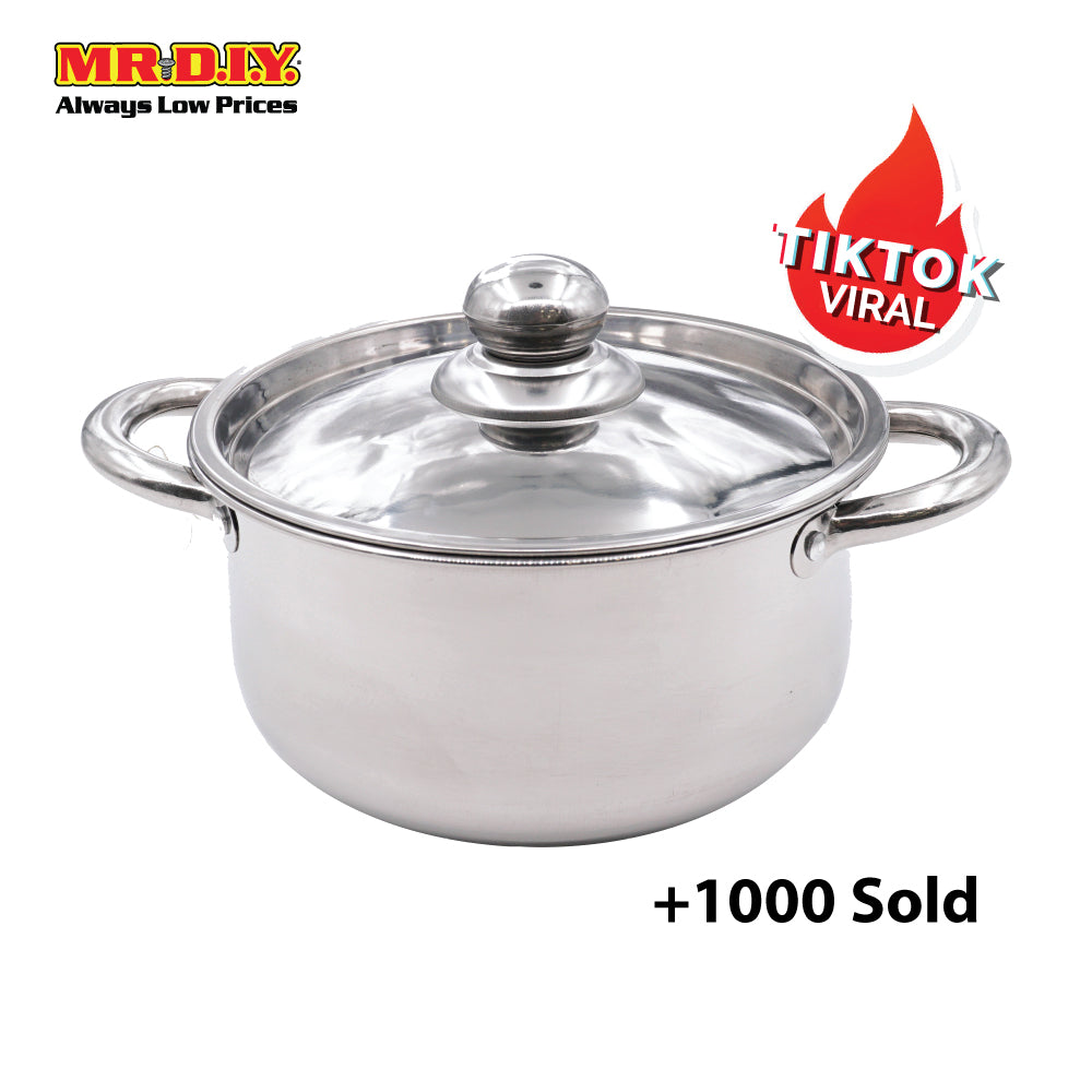 (MR.DIY) Stainless Steel Casserole Pot with Lid (18cm)